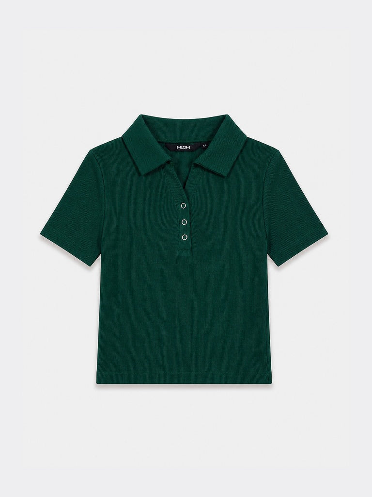 Nuon Green Ribbed Cotton-Blend T-Shirt