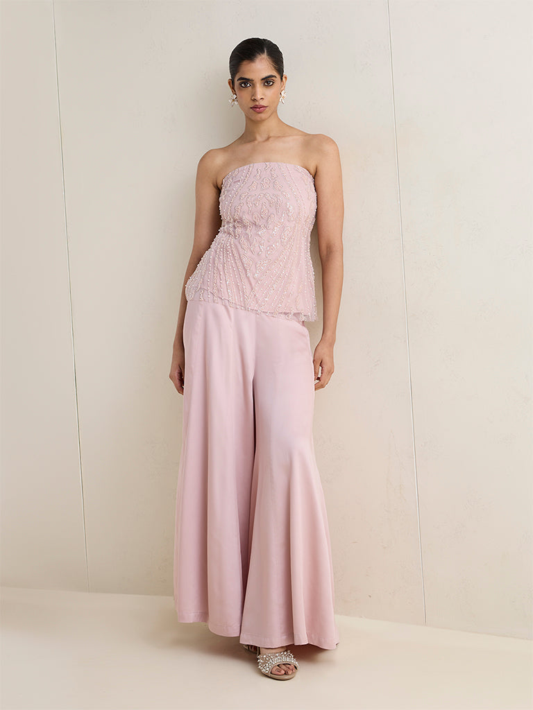 Vark Dusty Pink Solid Palazzos
