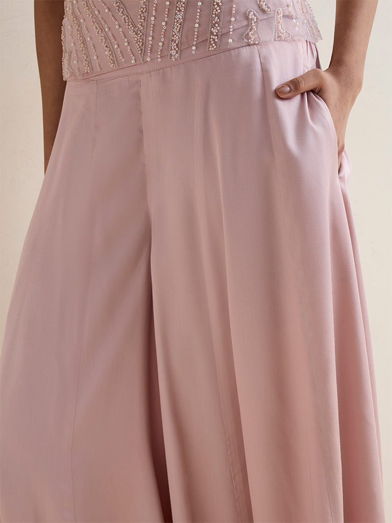 Vark Dusty Pink Solid Palazzos