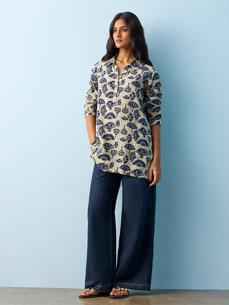 Utsa Blue Printed Tunic