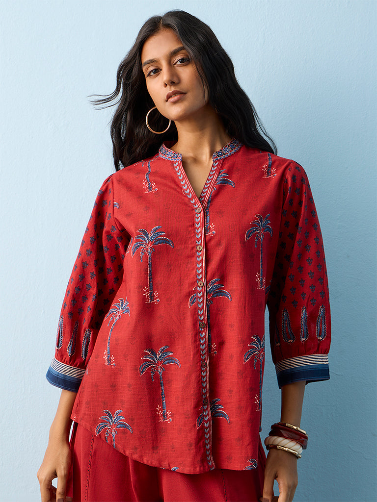 Utsa Red Nature-Inspired Cotton Tunic
