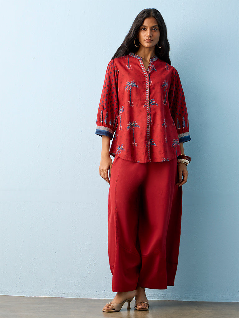 Utsa Red Nature-Inspired Cotton Tunic