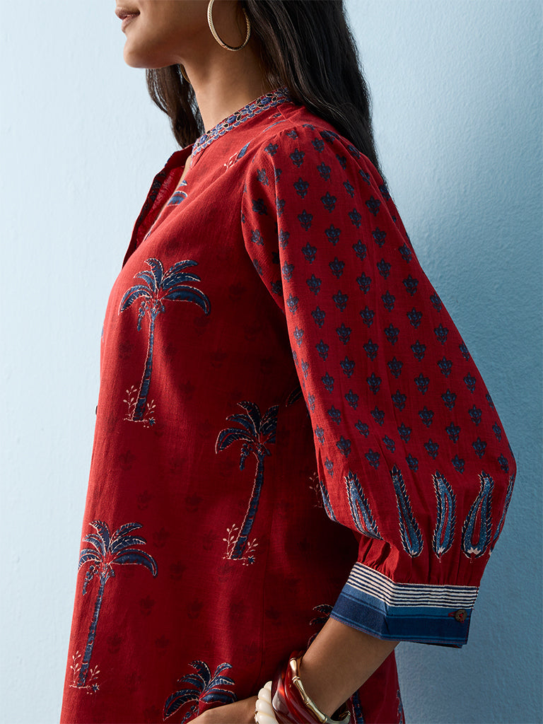 Utsa Red Nature-Inspired Cotton Tunic