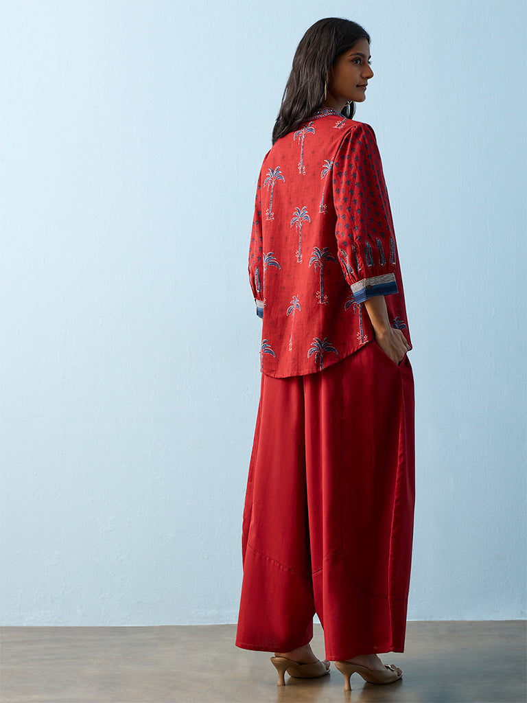 Utsa Red Nature-Inspired Cotton Tunic