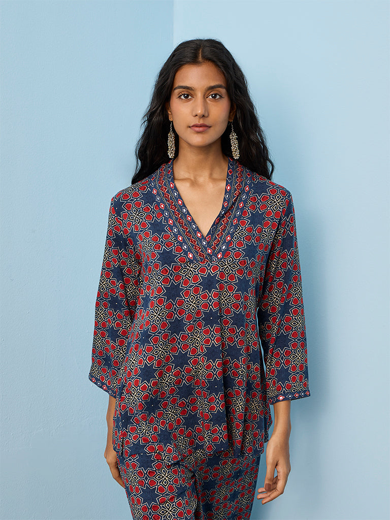 Utsa Indigo Printed Cotton Tunic