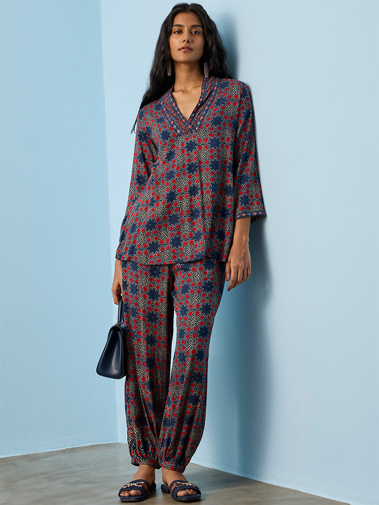 Utsa Indigo Printed Cotton Tunic