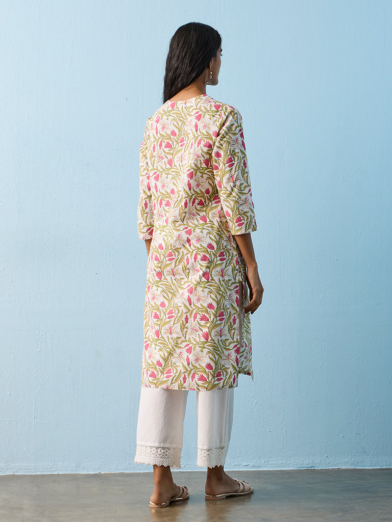 Utsa Multicolor Foliage Pattern Cotton Straight Kurta