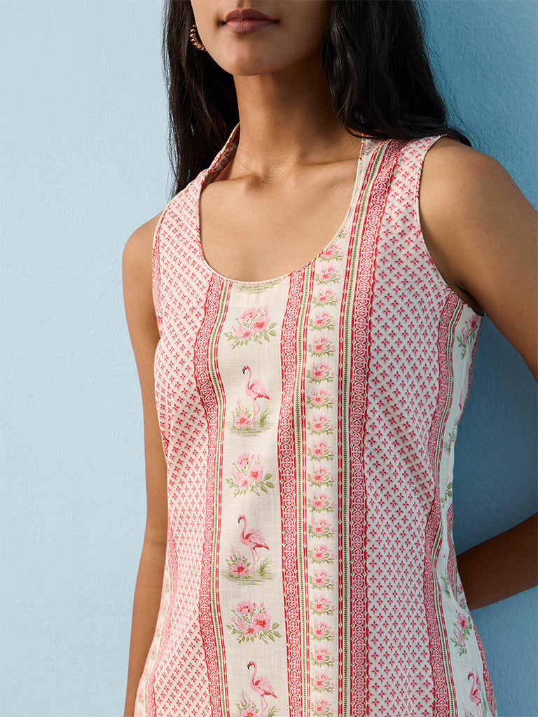 Utsa Pink Printed Cotton Tunic