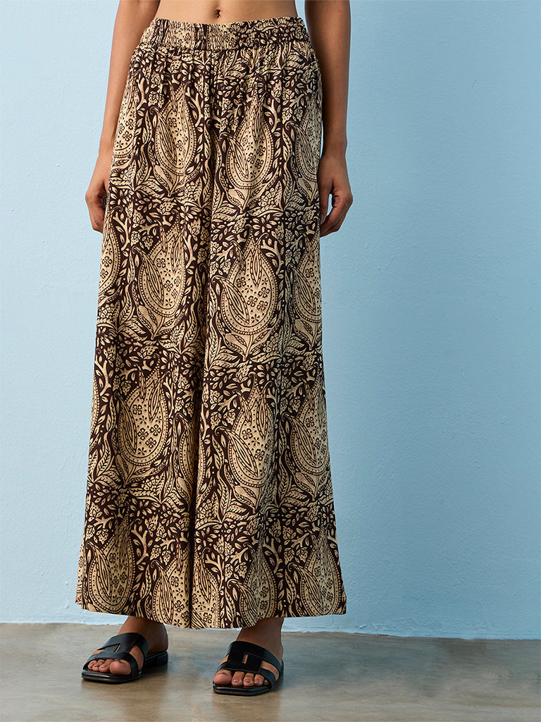 Utsa Brown Printed Pants