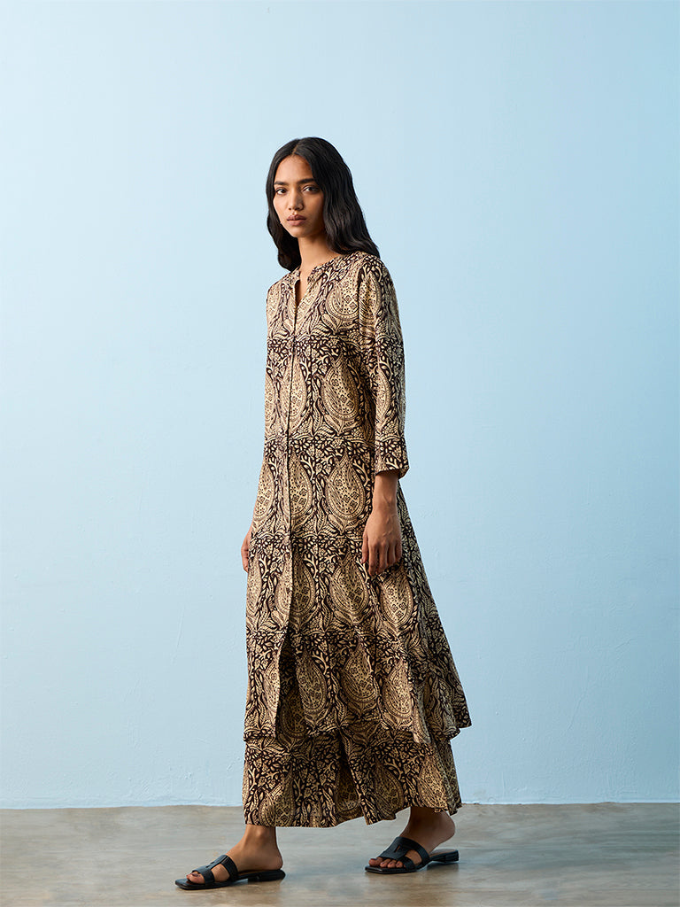 Utsa Brown Printed Pants