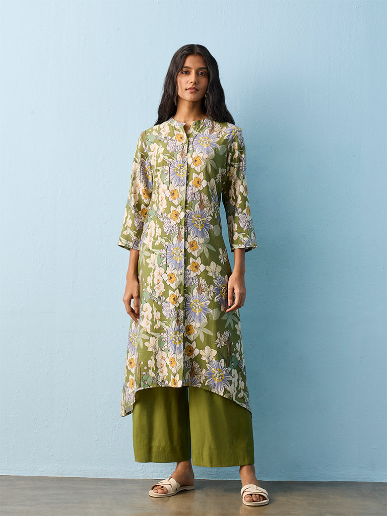 Utsa Olive Solid Pants