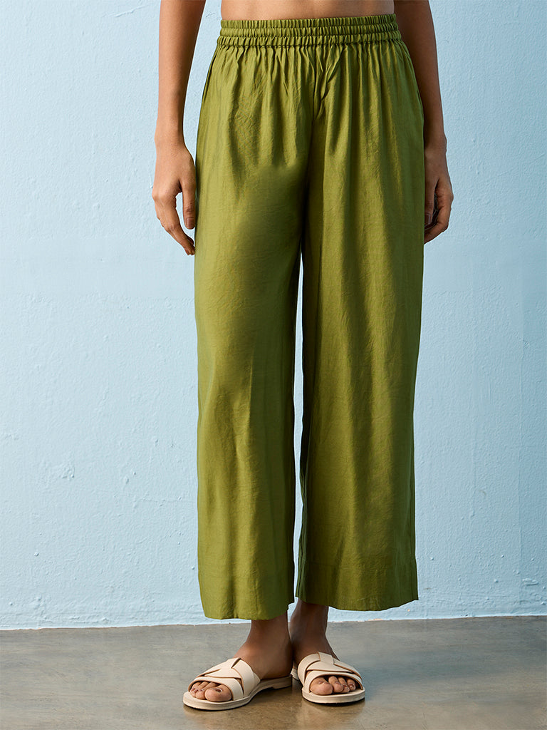 Utsa Olive Solid Pants