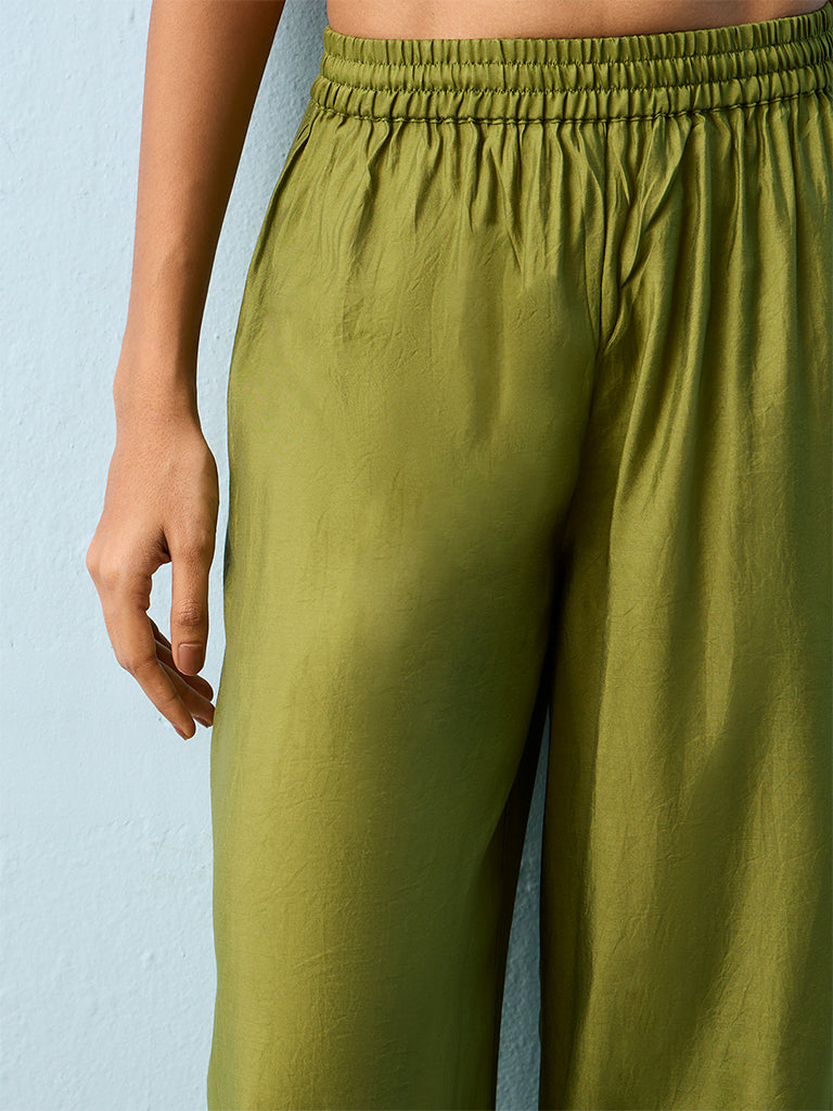 Utsa Olive Solid Pants