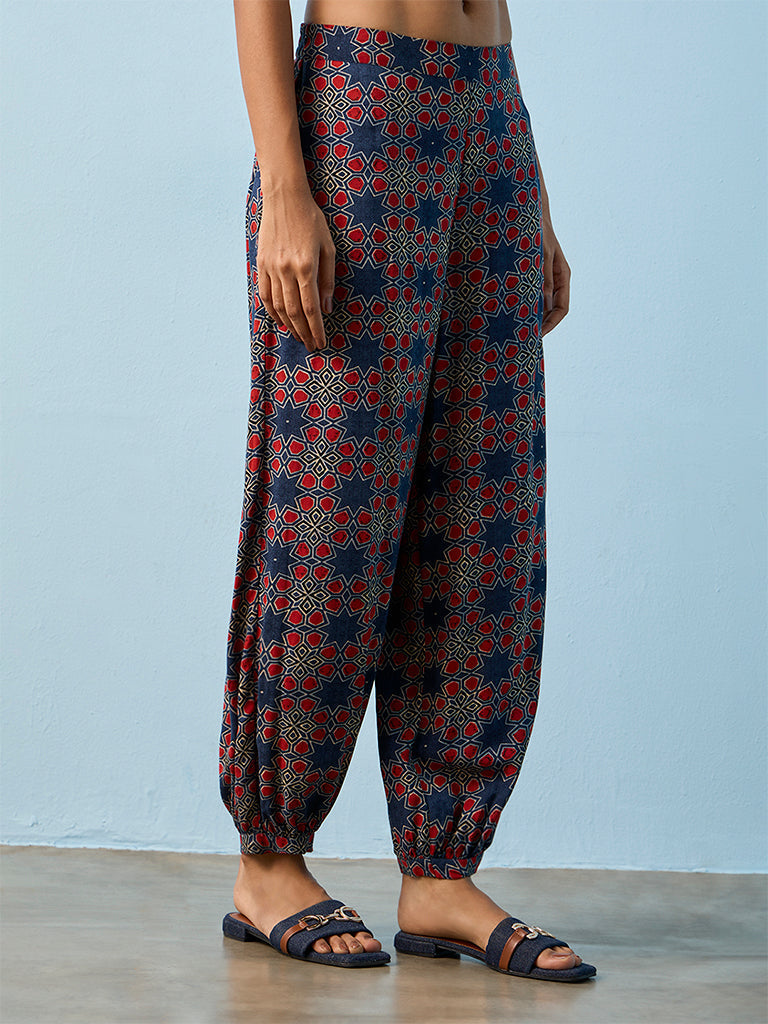 Utsa Indigo Printed Cotton Pants