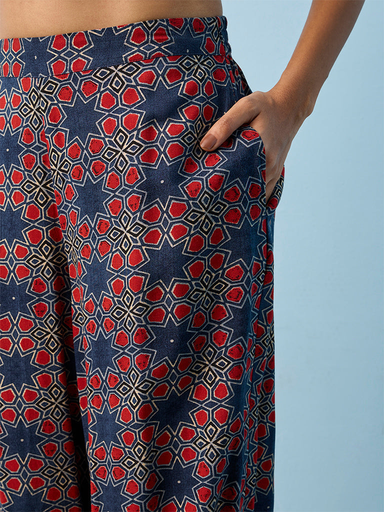 Utsa Indigo Printed Cotton Pants