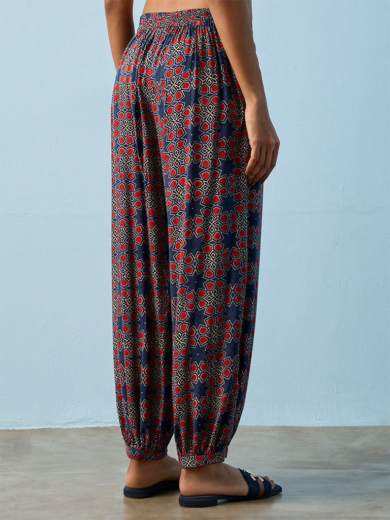 Utsa Indigo Printed Cotton Pants
