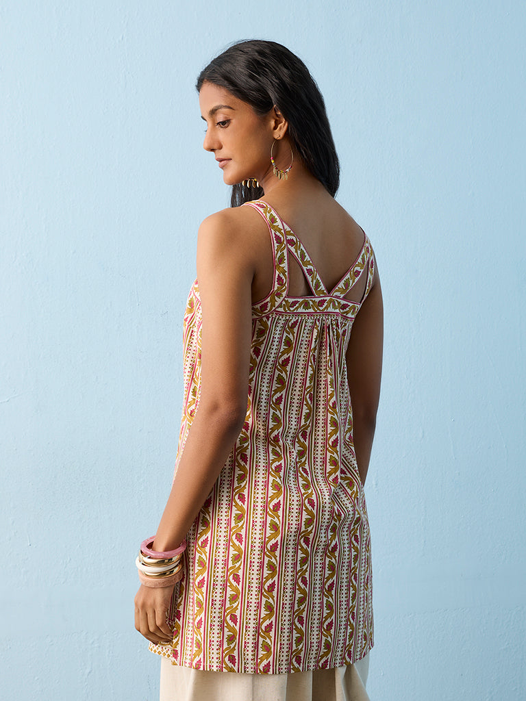 Utsa Multicolor Botanical Pattern Cotton Kurti