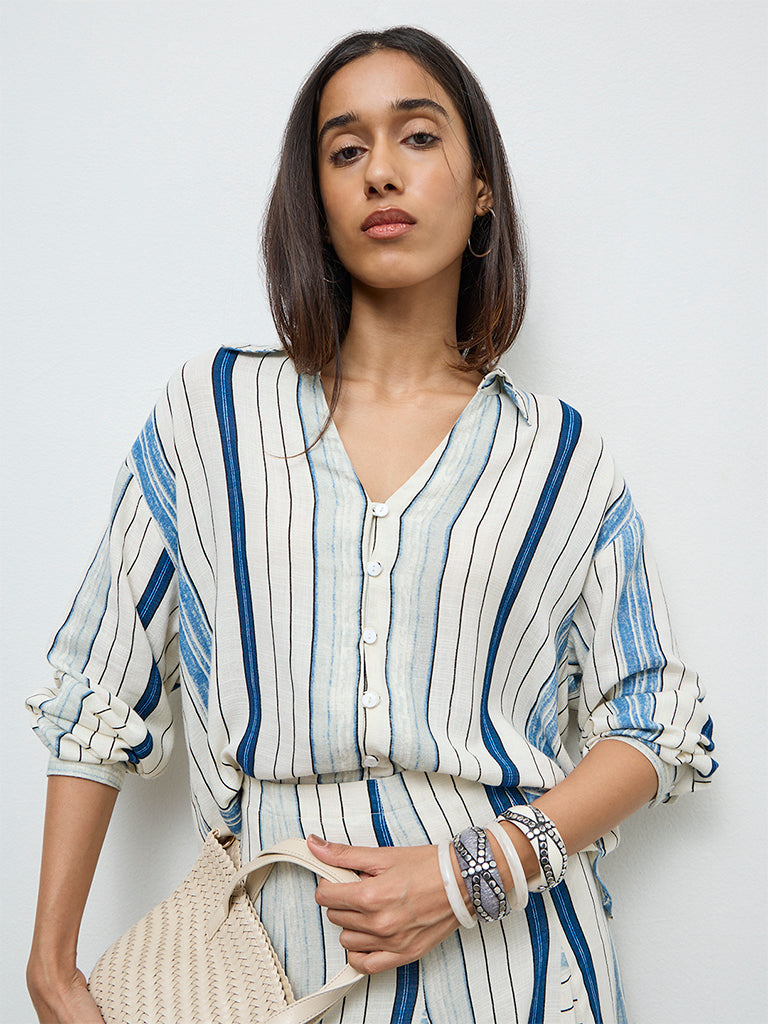 LOV Off-White Striped Shirt