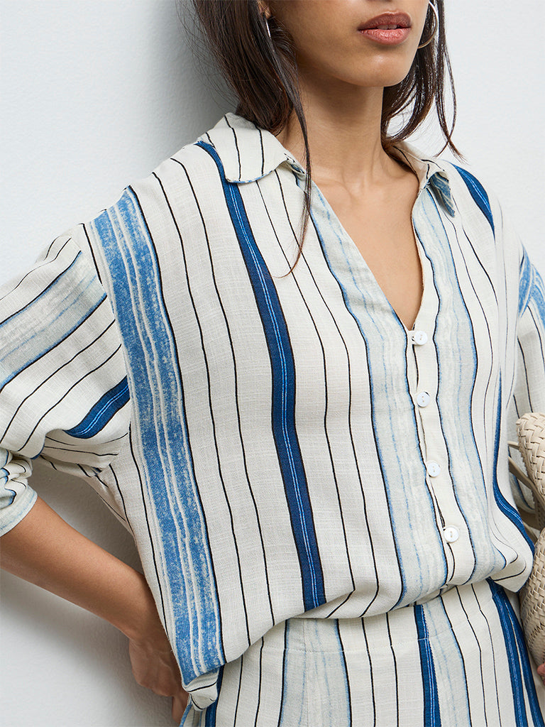 LOV Off-White Striped Shirt