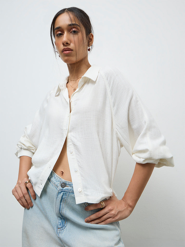 LOV Off-White Solid Shirt
