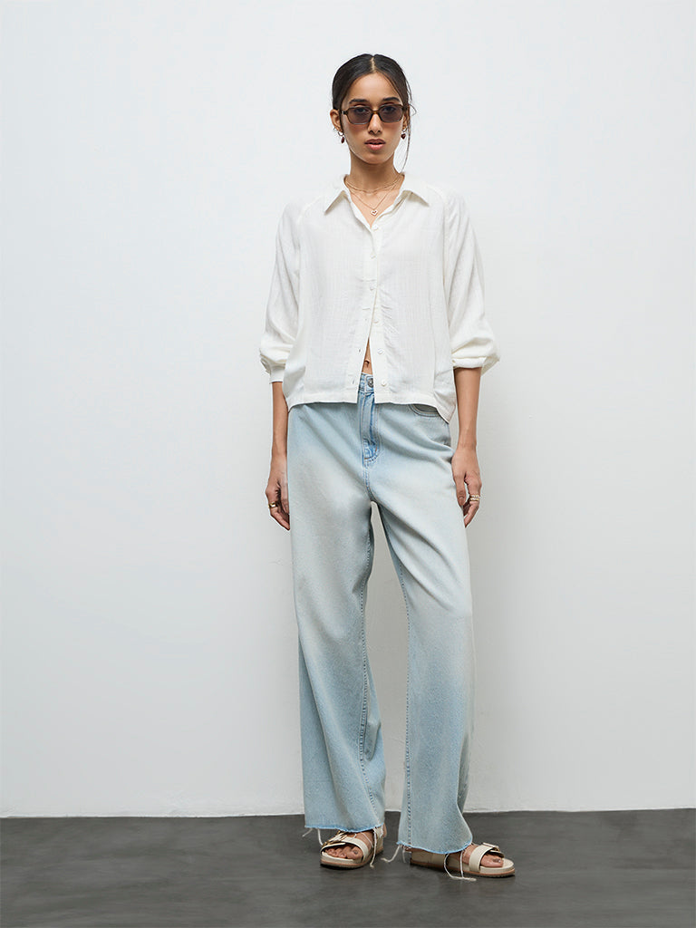 LOV Off-White Solid Shirt