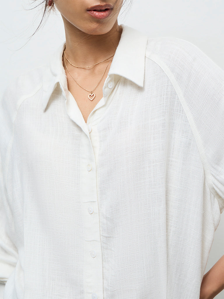 LOV Off-White Solid Shirt