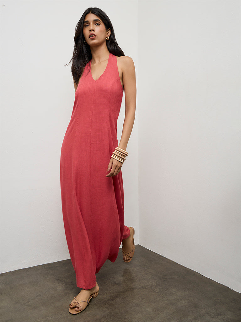 LOV Coral Halter Neck A-Line Dress