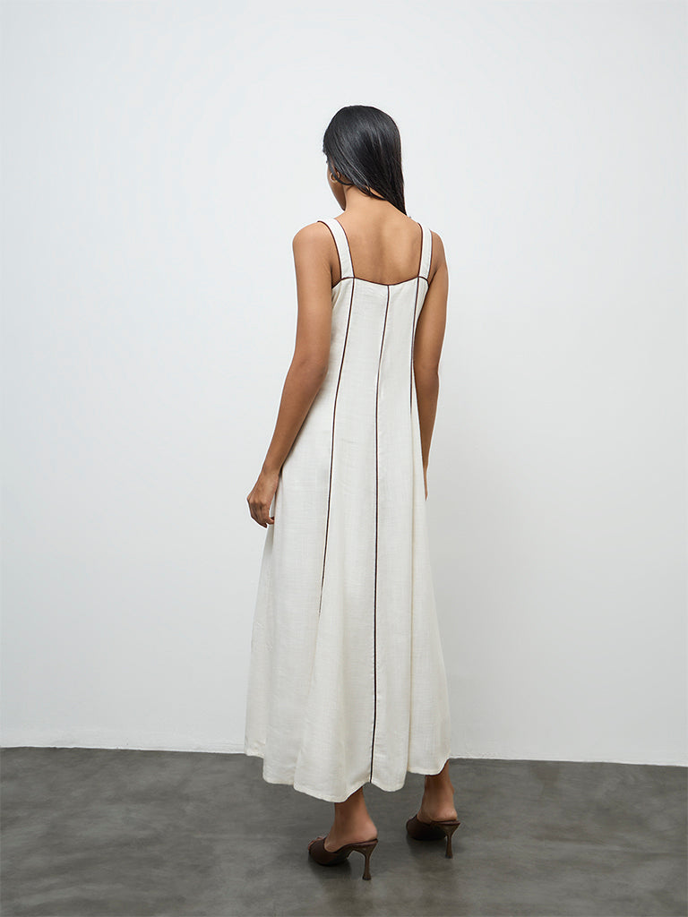LOV Cream Pipeline-Detailed A-Line Dress