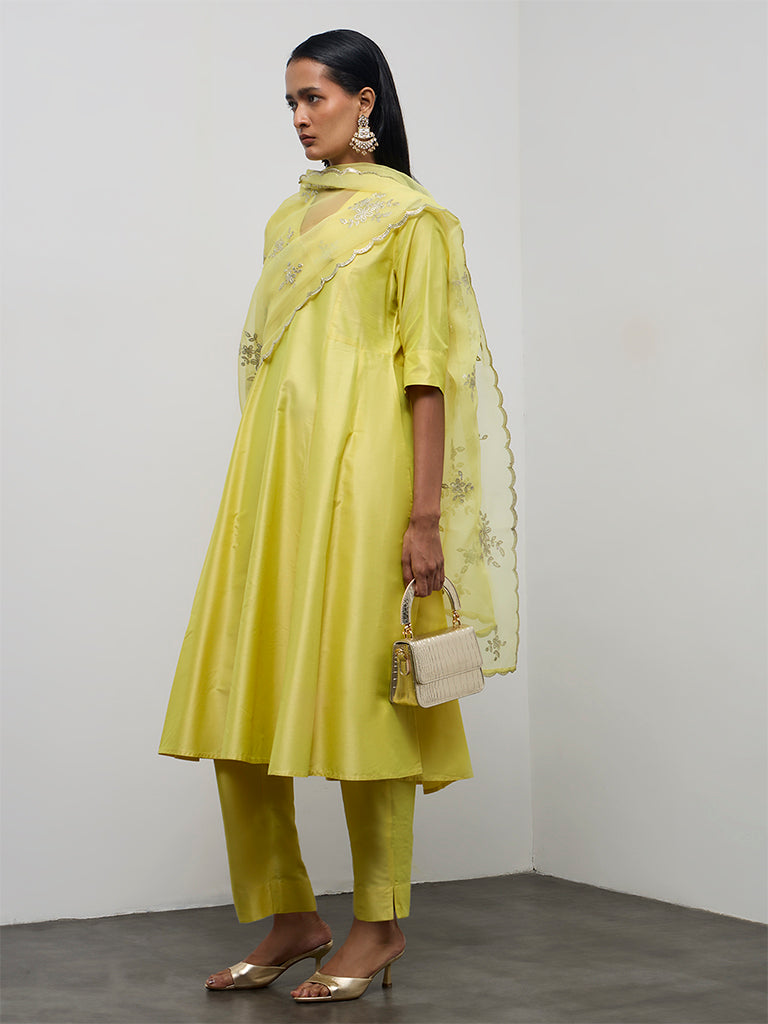 Vark Lime Anarkali Ethnic Set