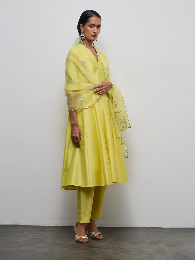 Vark Lime Anarkali Ethnic Set