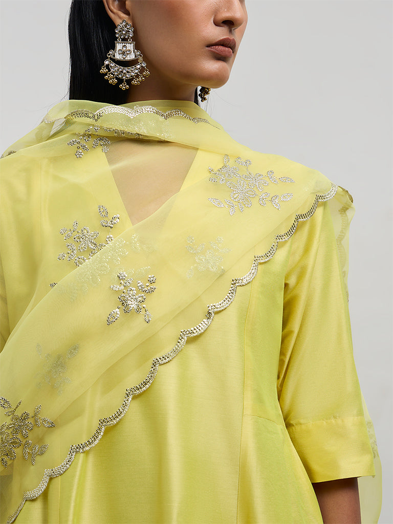 Vark Lime Anarkali Ethnic Set
