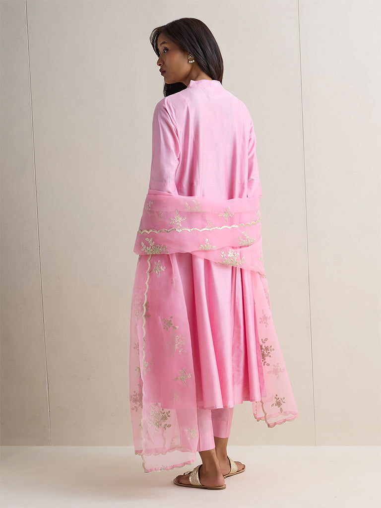 Vark Pink Solid A-Line Ethnic Set