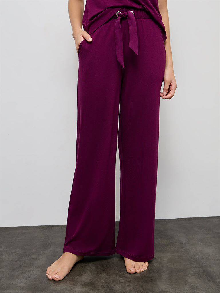 Wunderlove Plum Solid High-Rise Pants