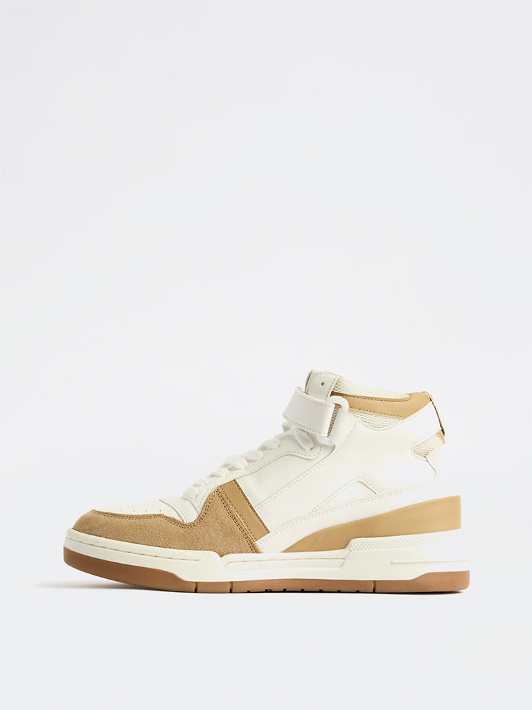 SOLEPLAY Beige Colour-Blocked Lace-Up Sneakers