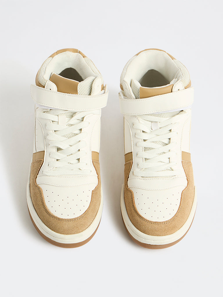 SOLEPLAY Beige Colour-Blocked Lace-Up Sneakers