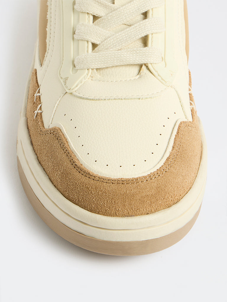 SOLEPLAY Beige Colour-Blocked Lace-Up Sneakers