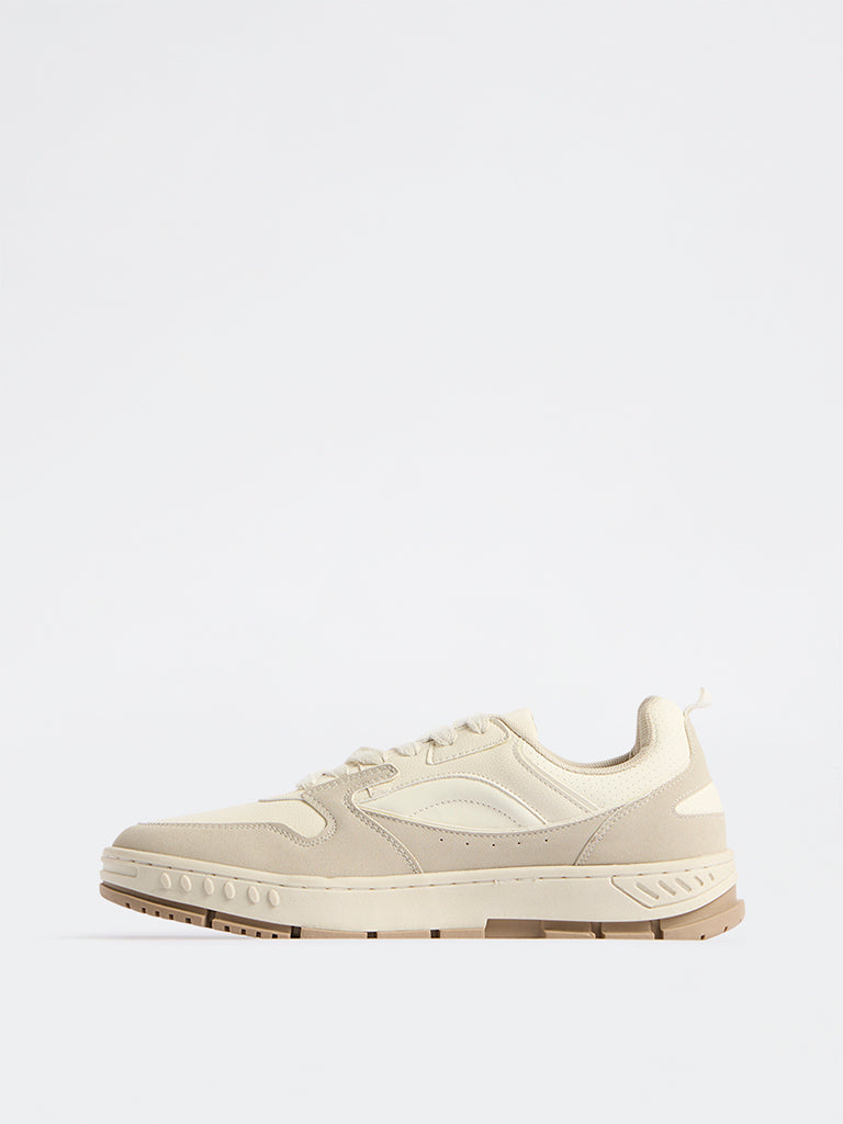 SOLEPLAY Taupe Perforated Lace-Up Sneakers