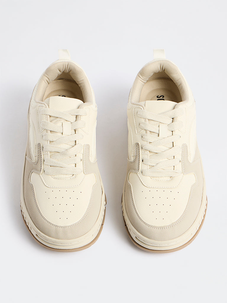 SOLEPLAY Taupe Perforated Lace-Up Sneakers