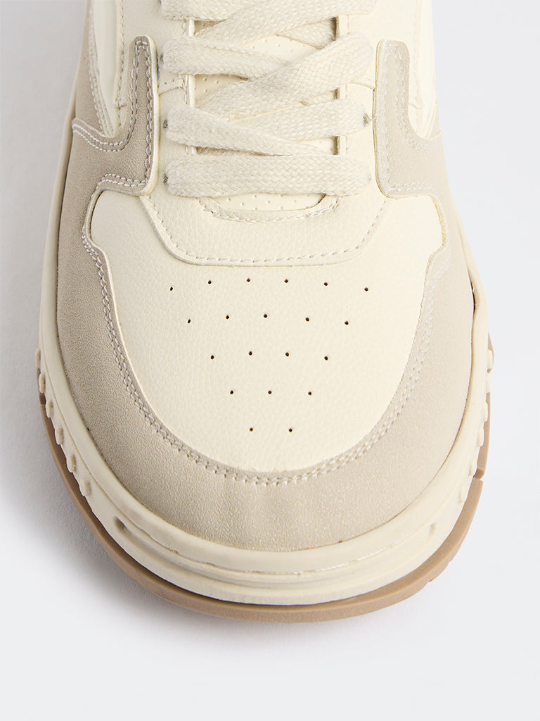 SOLEPLAY Taupe Perforated Lace-Up Sneakers