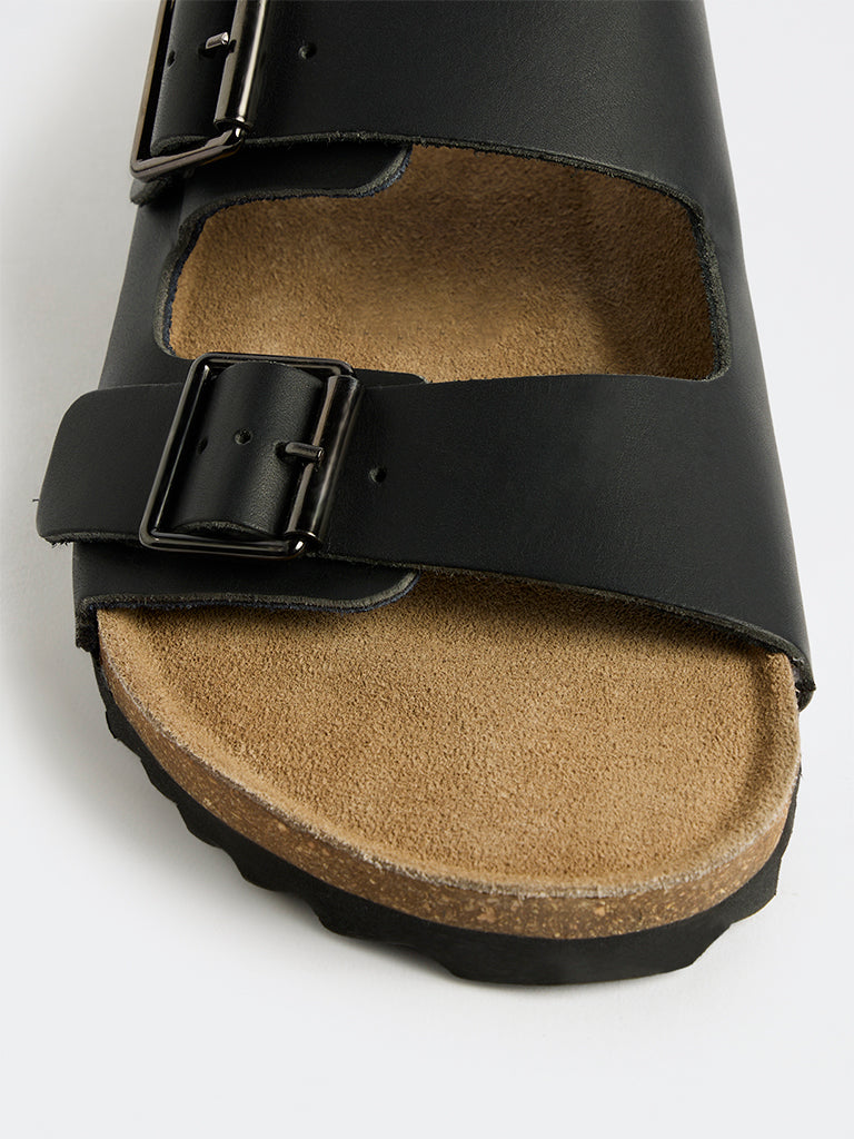 SOLEPLAY Black Dual-Strap Slip-On Sandals
