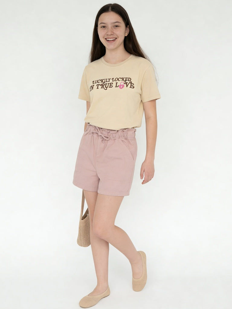 Girls Yellow Graphic Printed Cotton T-Shirt