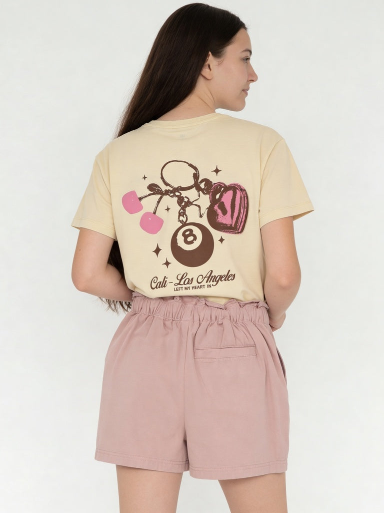 Girls Yellow Graphic Printed Cotton T-Shirt