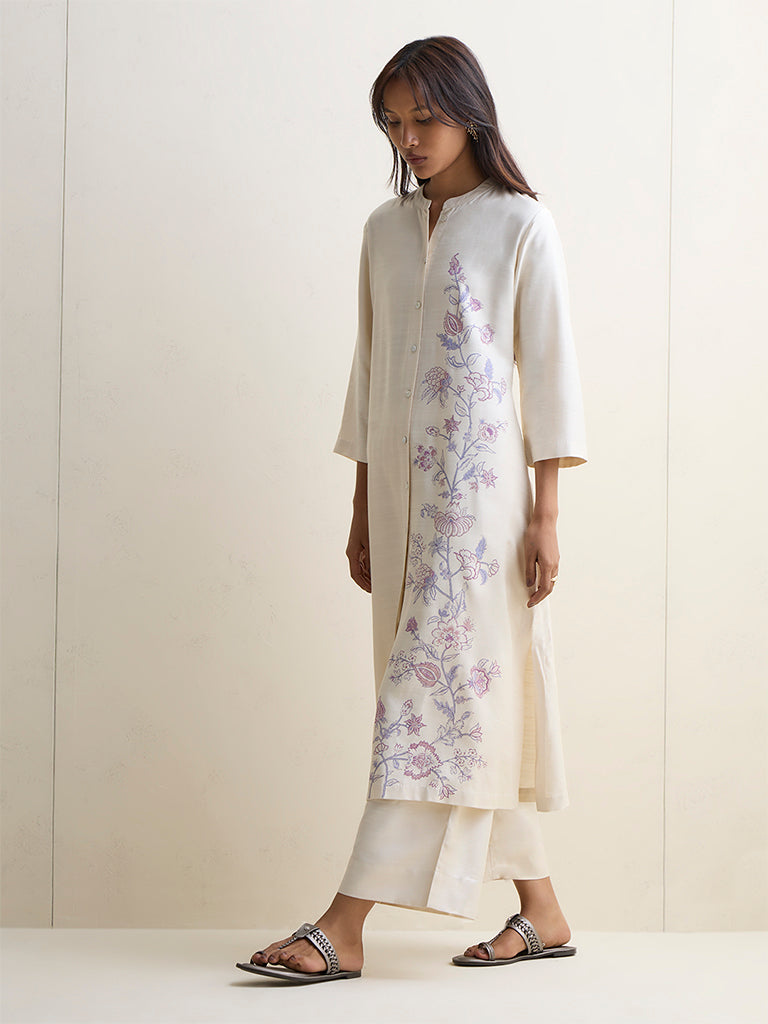 Zuba Light Beige Solid Pants
