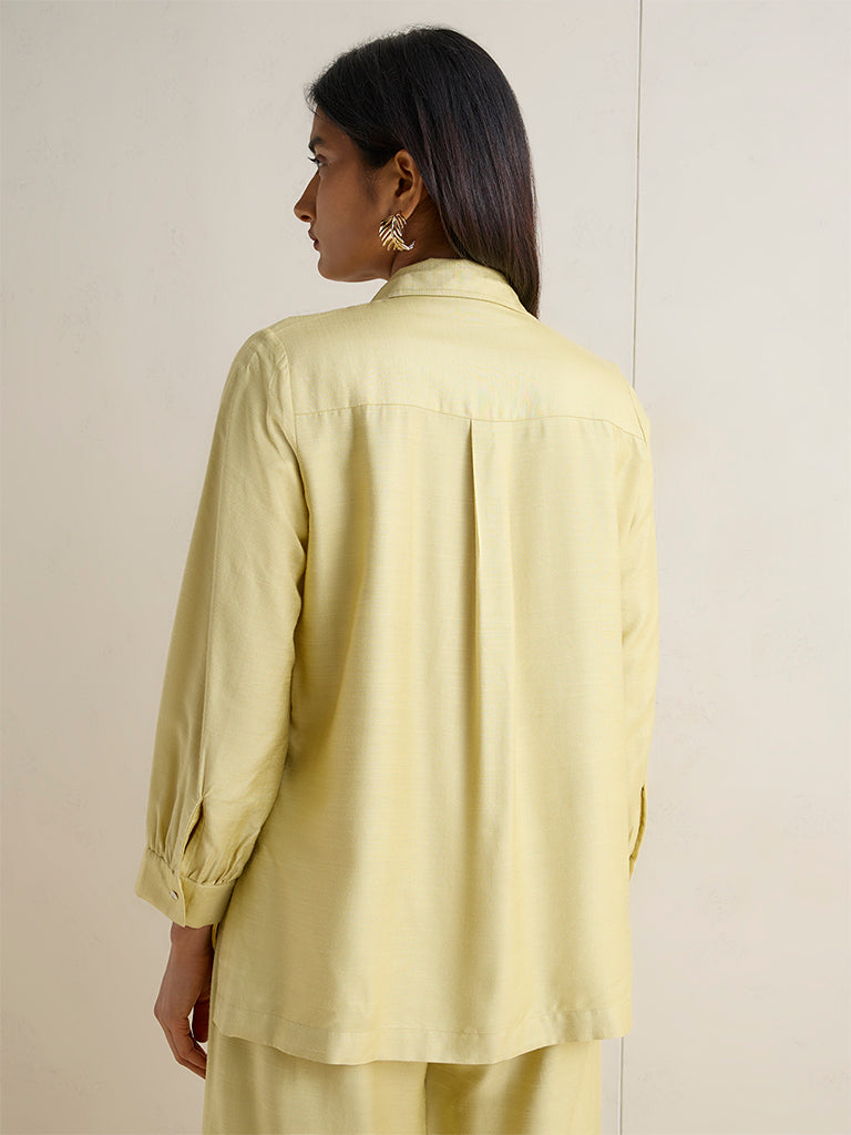 Zuba Lime Embroidered Silk-Blend Tunic