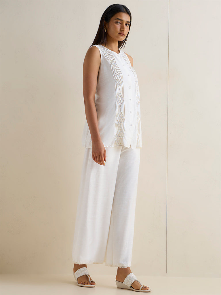 Zuba Off-White Embroidered Tunic