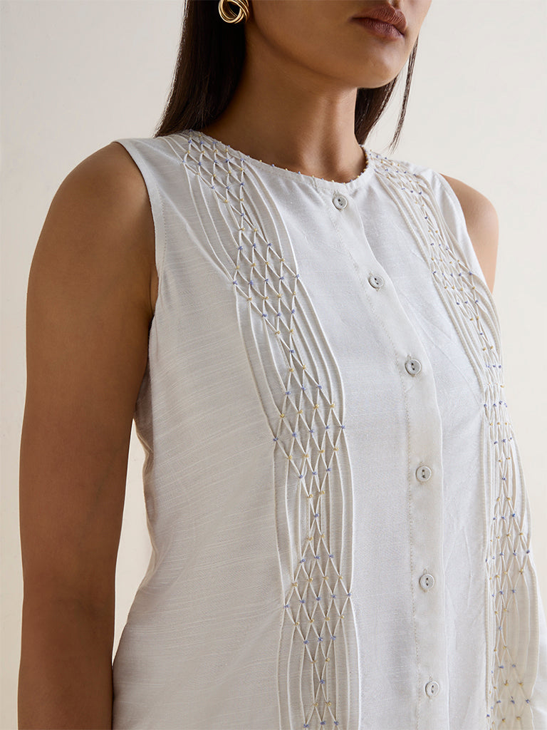 Zuba Off-White Embroidered Tunic