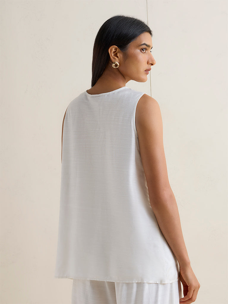 Zuba Off-White Embroidered Tunic