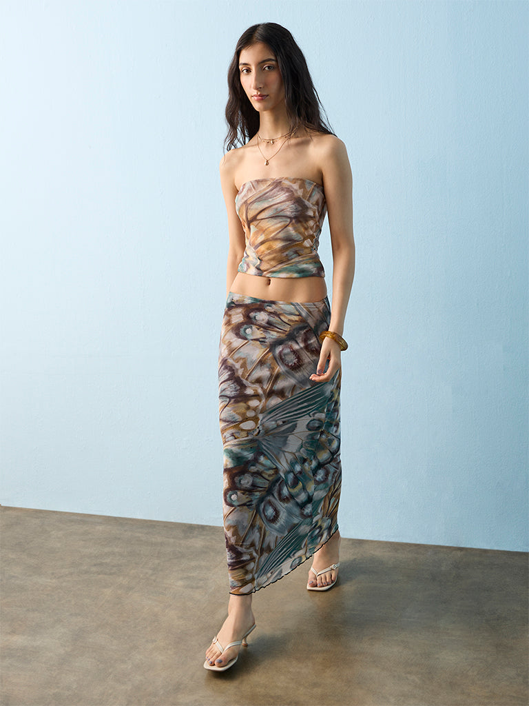 Nuon Multicolor Butterfly Printed Tube Top