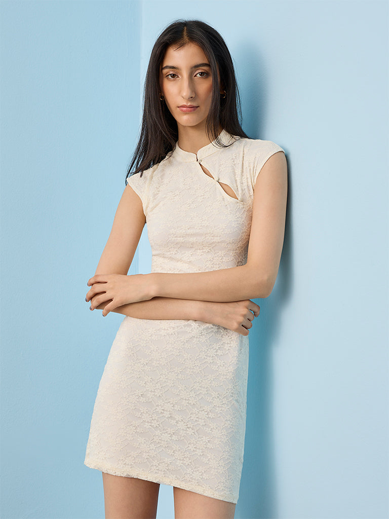 Nuon Off-White Lace A-Line Dress