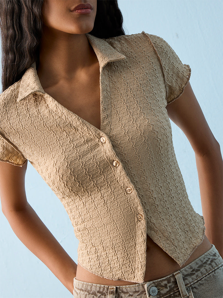 Nuon Beige Textured Blouse
